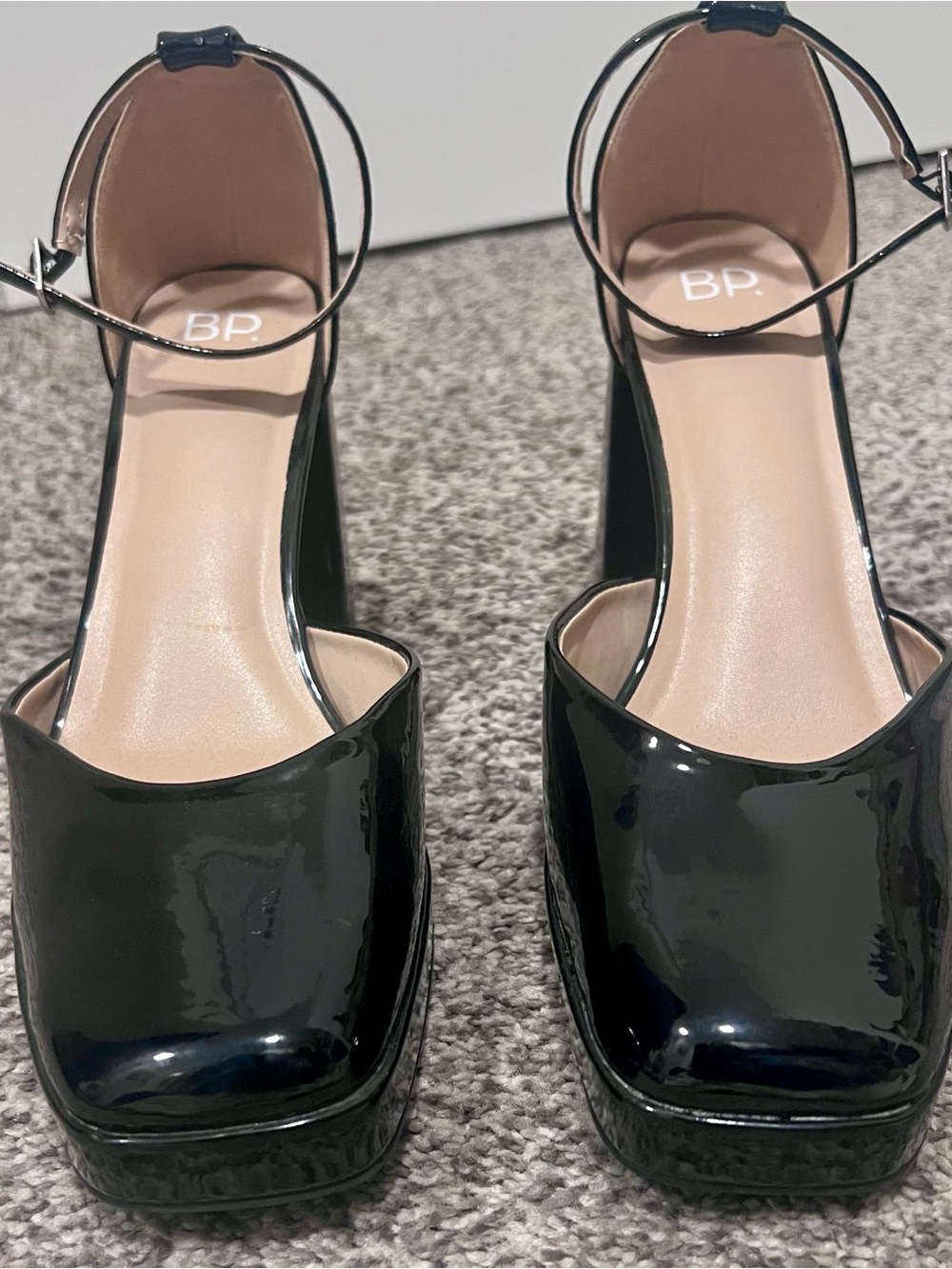 Nordstrom BP. Black Patent Platform Ankle-Strap Heels NWT 9